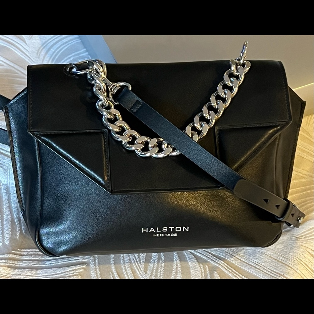 Halston Heritage black leather crossbody